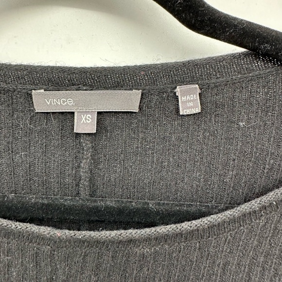 VINCE WOOL/CASHMERE BLACK shoulder zip oversized soft quiet luxury sweater XS - Picture 6 of 11
